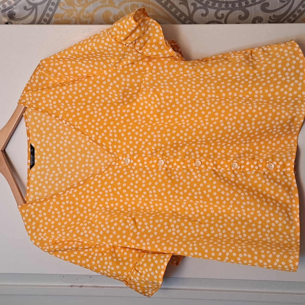 Shein Curve Yellow Floral Blouse, 1XL